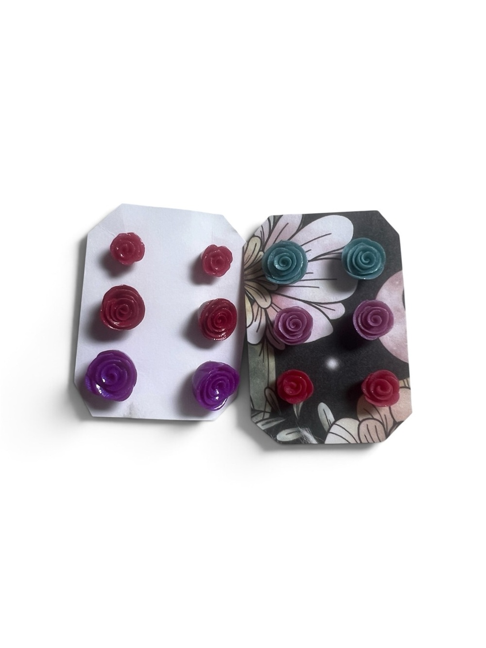 Handcrafted Rose Triple Earring Set